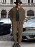 Athleisure Jacket Pants Set Sets coofandy Brown M