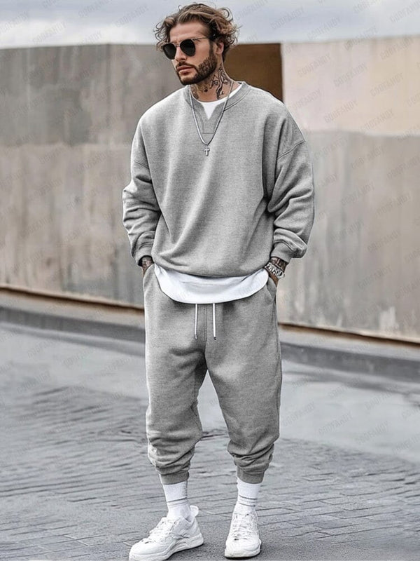 Trendy 2-Piece Tracksuit Set Sports Set coofandy Gray M