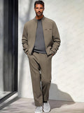 Comfy Luxe Jacket Pants Set Sets coofandy Khaki M