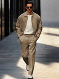 Versatile Jacket Pants Set Sets coofandy Brown M