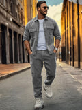Urban Cargo Jacket Pants Set Sets coofandy Grey M