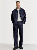 Leisure Cargo Jacket Set Sets coofandy Navy Blue M