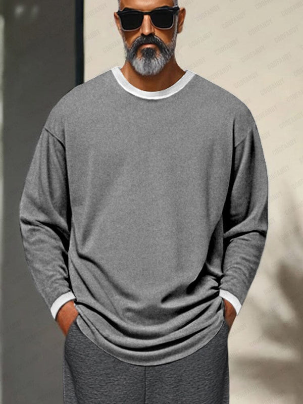 Premium Soft Colorblock Undershirt Sweatshirts coofandy Light Grey M