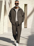 Minimalist Jacket Pants Set Sets coofandy Brown M