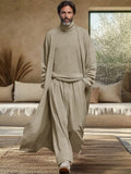 Cozy Minimalism 3-Piece Outfits Sets coofandy Khaki M