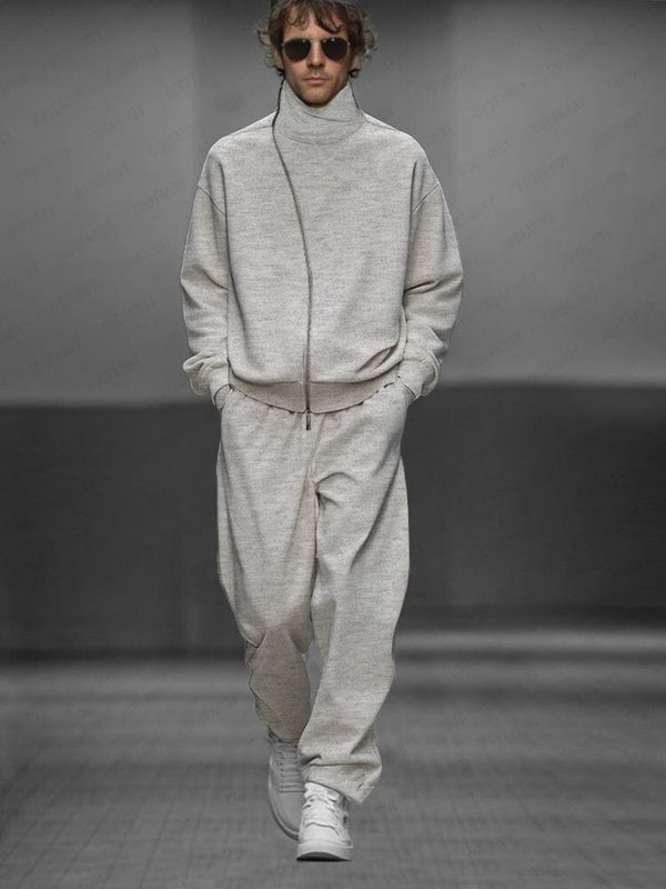 Stylish Full-Zip Jacket Set Sets coofandy Light Flecking Gray M
