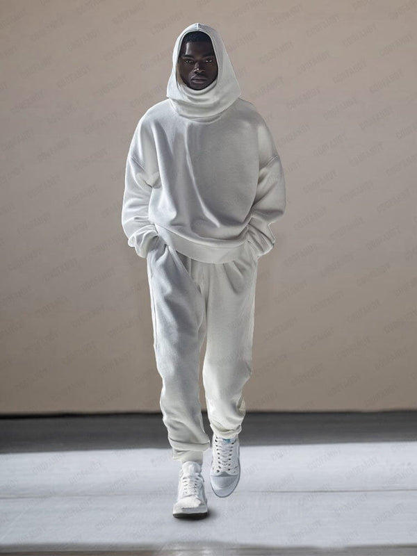 Street Luxe Hoodie Pants Set Sets coofandy White M