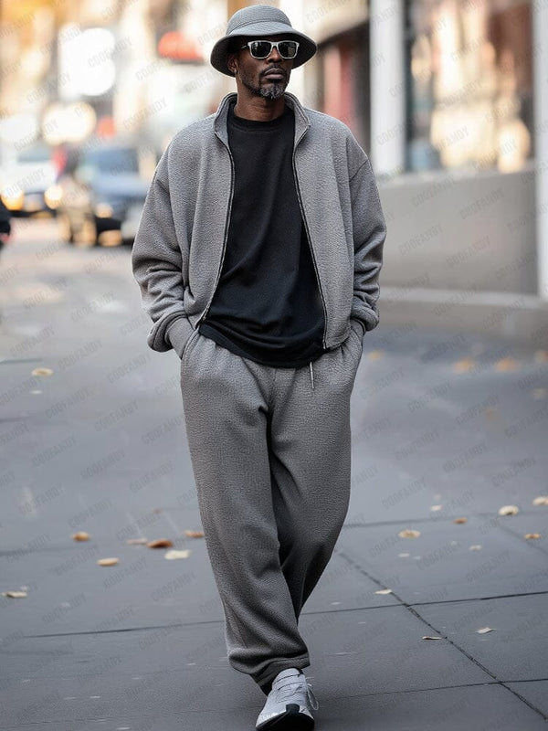 Urban Casual Jacket Pants Set Sets coofandy Dark Grey M