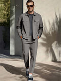 Casual Versatile Jacket Pants Outfits Sets coofandy Grey M