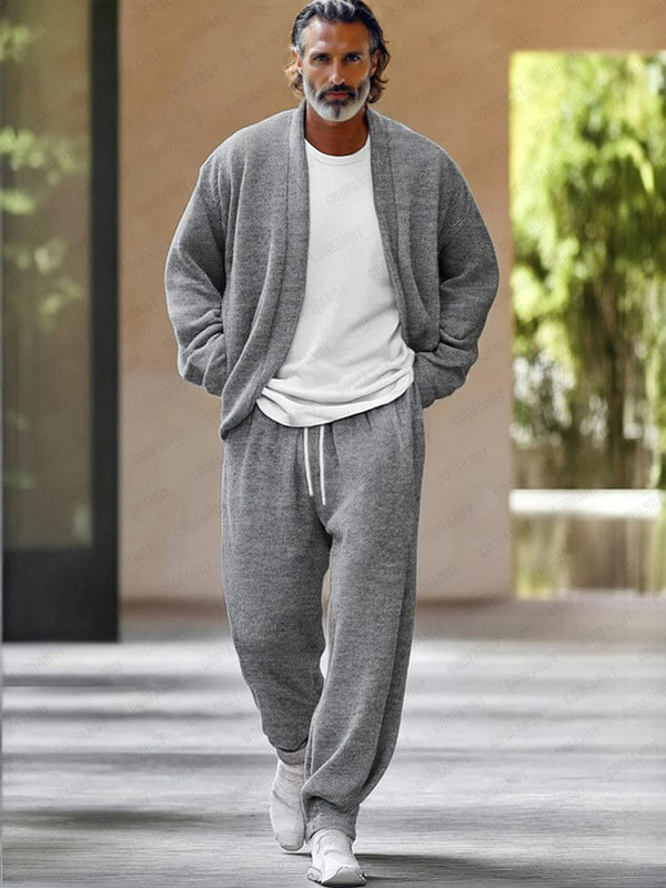 Timeless Cardigan Pants Set Sets coofandy Light Grey M