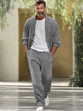 Luxe Simple Cardigan Pants Set Sets coofandy Grey M