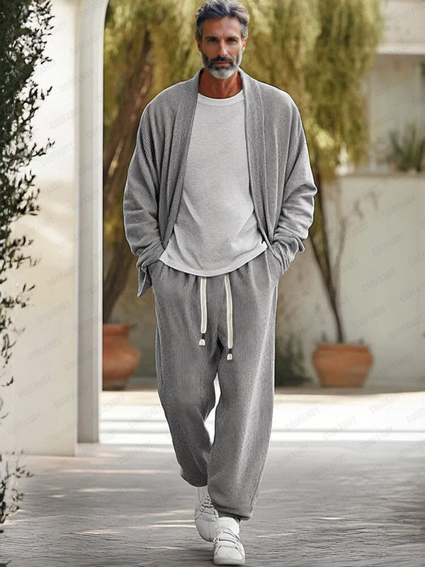 Leisure Comfy 2-Piece Outfits Sets coofandy Grey M