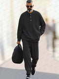 Ultra-Comfortable Top Jogger Set Sets coofandy Black M