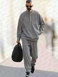 Ultra-Comfortable Top Jogger Set Sets coofandy Grey M