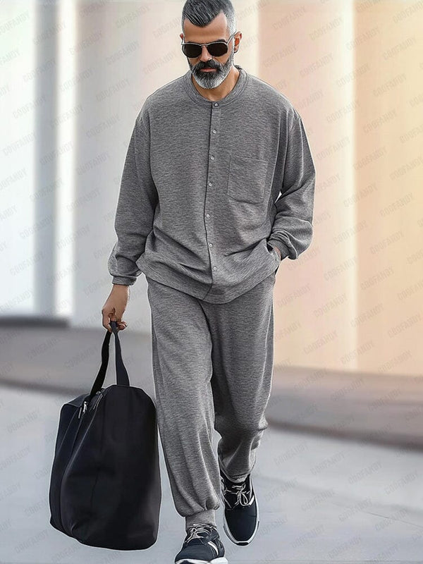 Urban Casual 2-Piece Outfits Sets coofandy Grey M