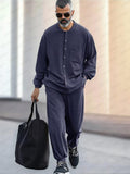 Urban Casual 2-Piece Outfits Sets coofandy Navy Blue M