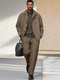 Leisure Chic Jacket Pants Set Sets coofandy Brown M