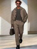Urban Casual 2-Piece Outfits Sets coofandy Brown M