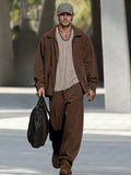 Leisure Relaxed Twill Matching Sets Sets coofandy Brown M