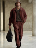 Urban Casual Twill Matching Sets Sets coofandy Wine Red M