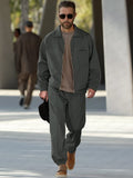 Casual Outdoor Jacket Trousers Set Sets coofandy Dark Grey M