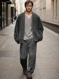 Luxe Soft Velvet Jacket Set Sets coofandy Dark Grey M