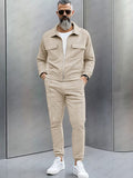 Cargo Style Suede Jacket Set Sets coofandy Apricot M