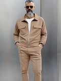 Cargo Style Suede Jacket Set Sets coofandy