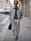 Casual Pockets Jacket Pants Set Sets coofandy Grey M