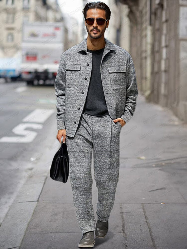 Casual Pockets Jacket Pants Set Sets coofandy Grey M