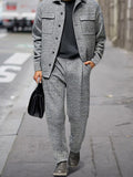 Casual Pockets Jacket Pants Set Sets coofandy