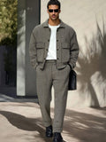Chic Workwear Style 2-Piece Outfit Sets coofandy Khaki M