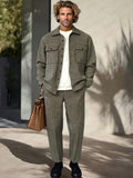 Modern Workwear Jacket Pants Set Sets coofandy Khaki M