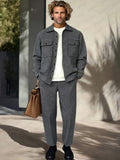 Modern Workwear Jacket Pants Set Sets coofandy Grey M