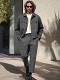 Timeless Utility jacket Pants Set Sets coofandy Grey M