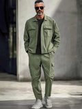 Functional Cotton Cargo Jacket Set Sets coofandy Army Green M