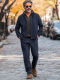 Ultra Soft Jacket Trousers Set Sets coofandy Navy Blue M