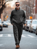 Comfy Mockneck Jacket Pants Set Sets coofandy Dark Grey M