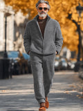Soft Polar Fleece Jacket Pants Set Sets coofandy Grey M