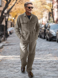 Utility Pockets Jacket Pants Set Sets coofandy Gray M