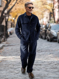 Utility Pockets Jacket Pants Set Sets coofandy Blue M