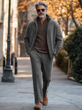 Elegant Mockneck Jacket Pants Set Sets coofandy Dark Grey M