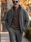 Elegant Mockneck Jacket Pants Set Sets coofandy