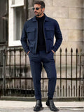 Classic Utility Cargo Jacket Set Sets coofandy Blue M