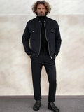 Trendy Collarless Jacket Set Sets coofandy Black M