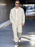Leisure Relaxed Fit Jacket Set Sets coofandy White M