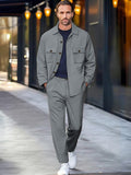 Modern Utility Jacket Set Sets coofandy Grey M