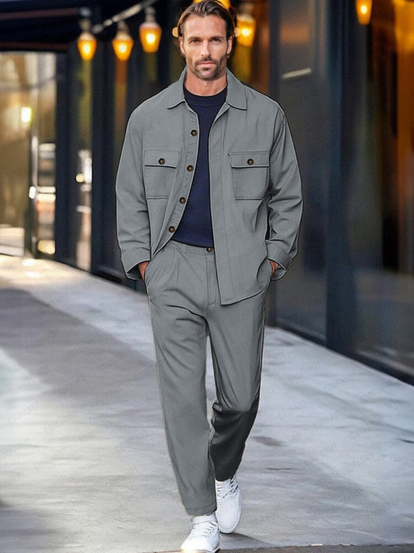 Modern Utility Jacket Set Sets coofandy Grey M