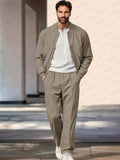 Leisure Comfort Jacket Pants Set Sets coofandy Khaki M