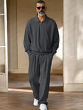Athleisure Textured Matching Set Sets coofandy Dark Grey M